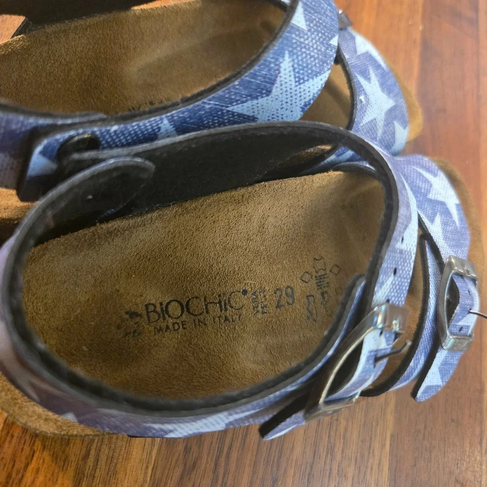 Biochic Vintage Stars Blue Slide Sandals‎ Size 29/ US 11C Beach Strappy American